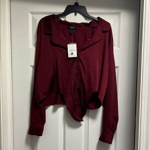 Forever 21 Deep Red Button-Up Blouse